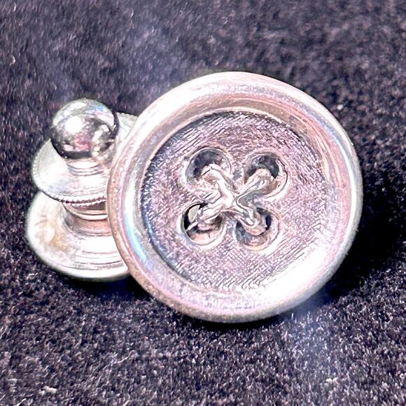 Vintage Button Design Tie Tack Pin – Silver Tone Men’s Accessory - Picture 8 of 16